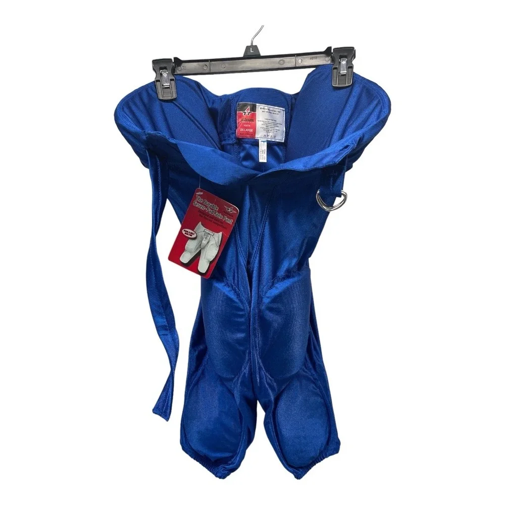 Alleson Athletic Youth 2XL Football Padded Pants Blue Seven Pads‎ &belt Built In